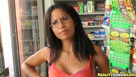 Amateur Latina Getting Fucked for Cash with Panties and Glasses On