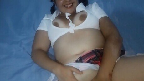 Hot Schoolgirl Shows Her Tanlines And Plays With Herself