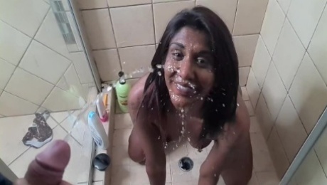 Desi slut slow motion shower piss facial