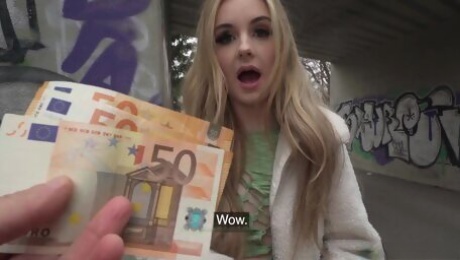 Blond Hair Girl Brit Banged In Public for Money